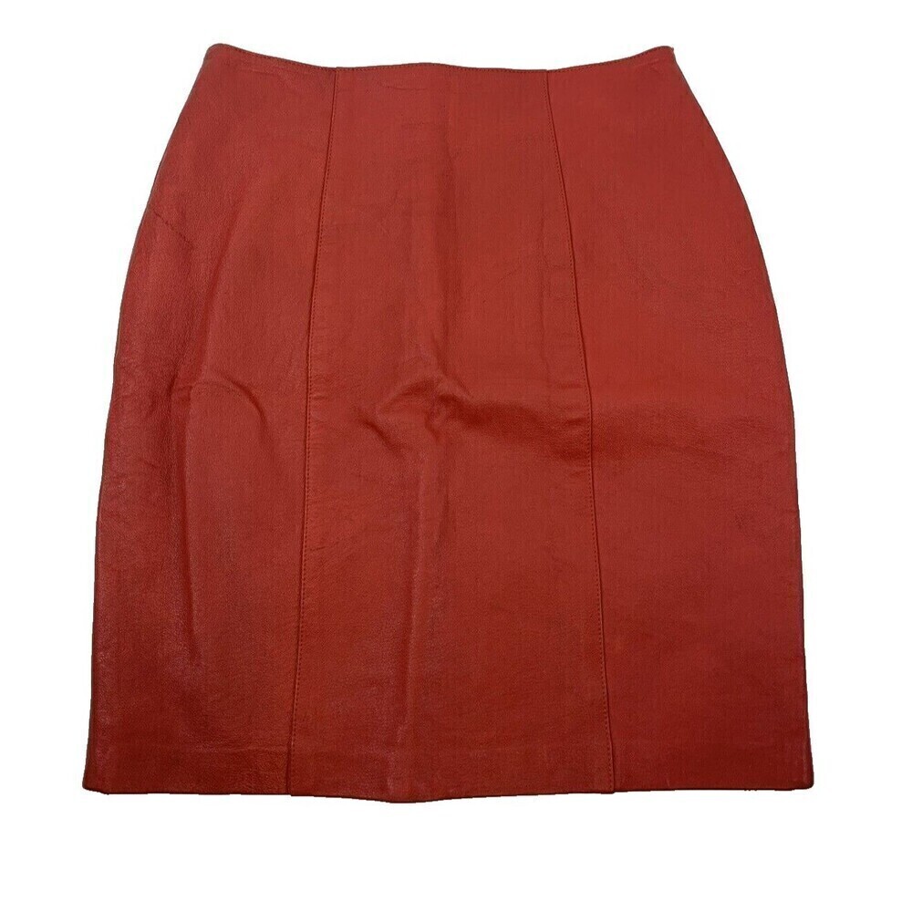 David‎ Benjamin Red Leather Mini Skirt Nylon Lined Short Back Zip Slit Womens 12